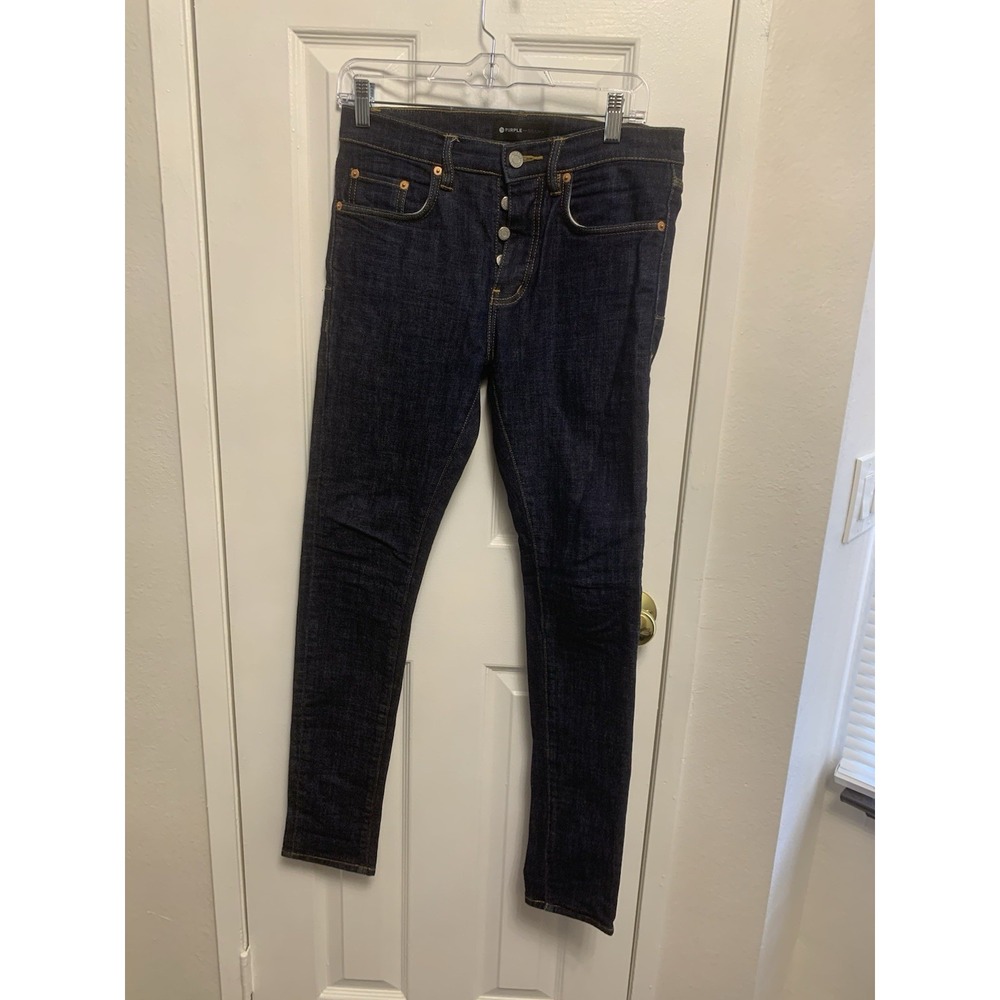 PURPLE BRAND P001 Dark Raw Indigo Blue Denim Stretch Men's Jeans 29